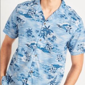 OLD NAVY Printed Short-Sleeve Hawaiian Scenic Shirt for Men Blue/White Sz-XL